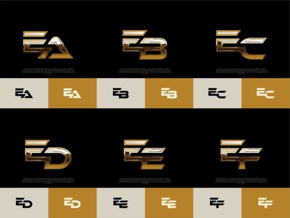 Download 6 Sets of EA-EF Initials Luxury Logos - Logos Collection