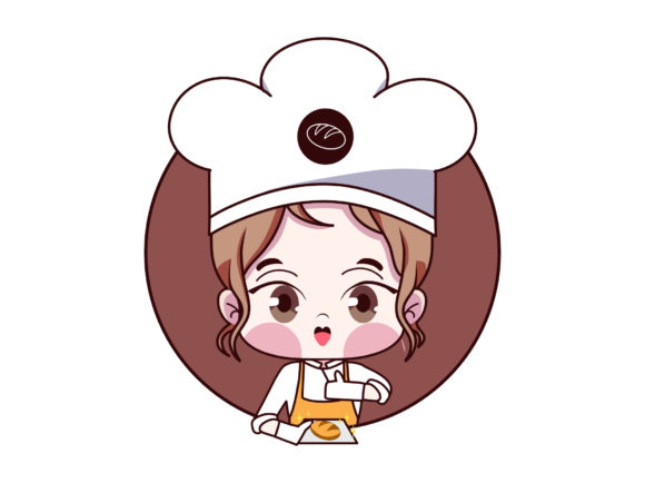 Download Baker Girl with Bread Bakery Shop Logo - Girl Collection
