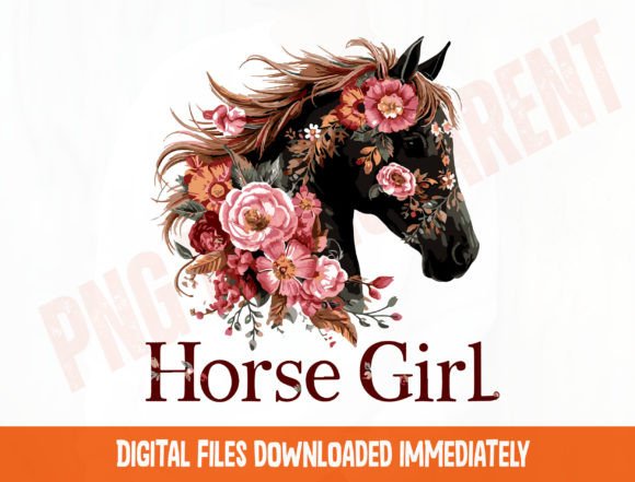 Download Horse Girl Floral Design Png, Colorful - Girl Collection