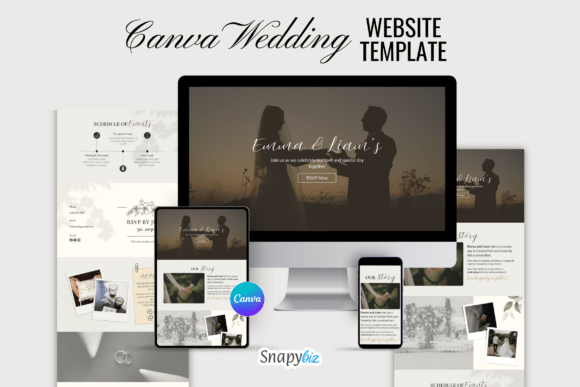 Download Canva Wedding Website Editable Template - Premium Bundle