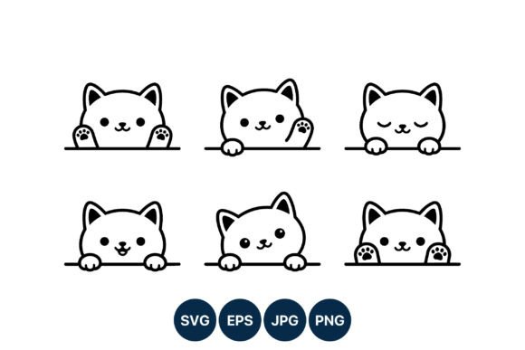 Download Cute Cat Facial Expressions Vector Art - Facial Collection