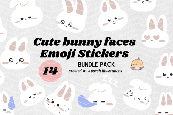 Download Cute Facial Expression Bunny Sticker - Facial Collection